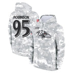B.Ravens #95 Tavius Robinson Player Arctic Camo Salute to Service Pullover Hoodie Ddoa Stitched Jerseys