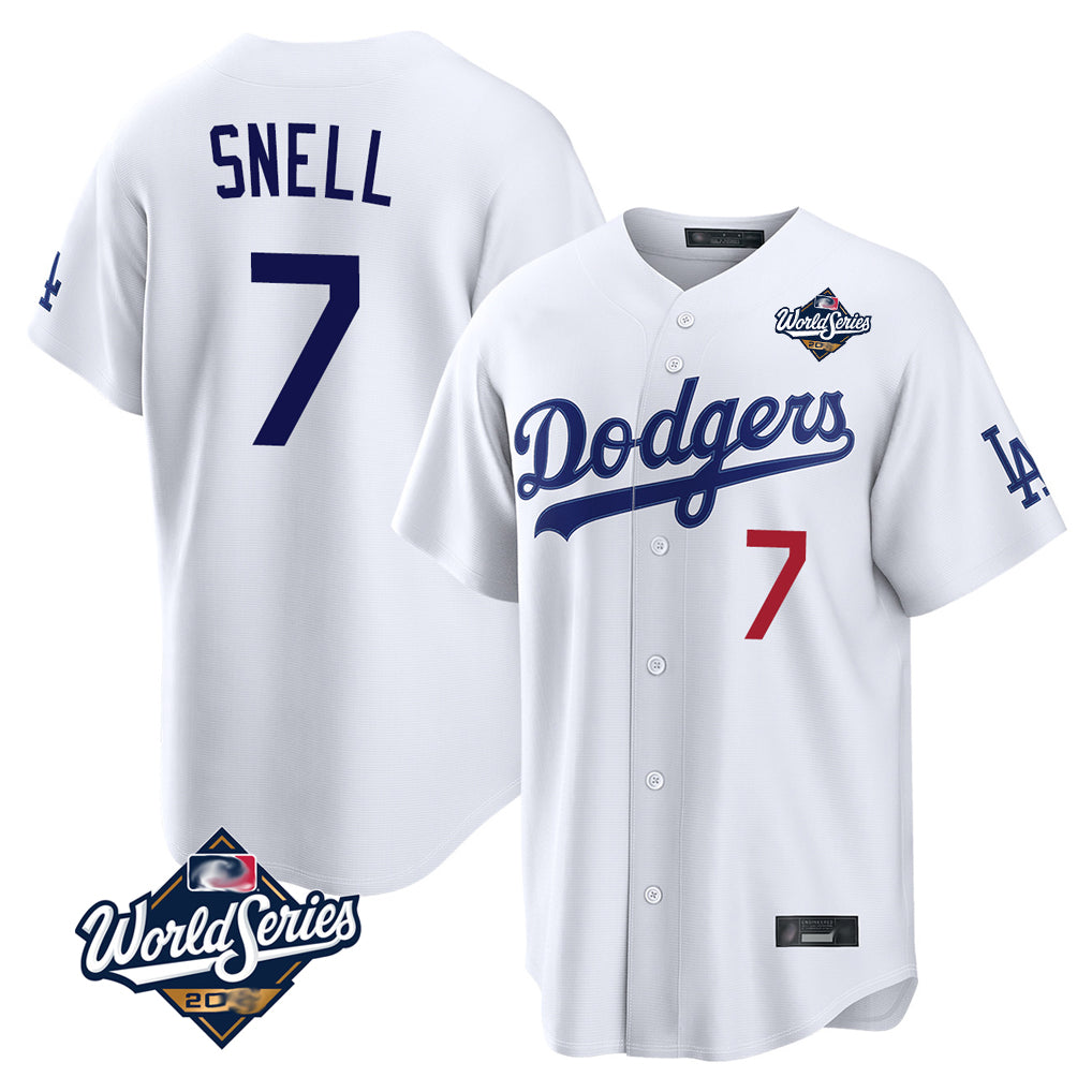 LA.Dodgers #7 Blake Snell Player White Game World Series Home Ddoa Stitched Jerseys