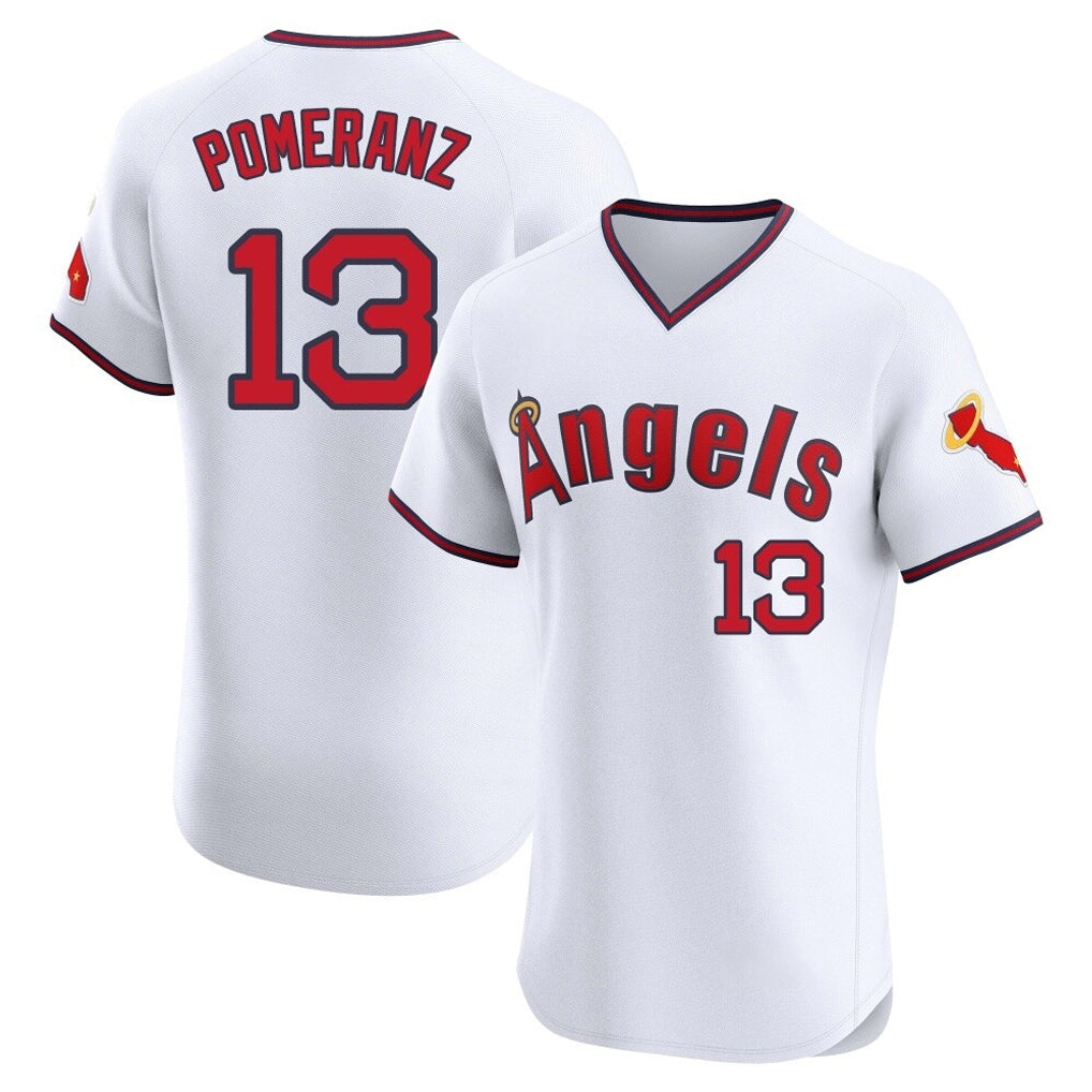 LA.Angels #13 Drew Pomeranz Player White T-shirt Home Limited Elite Ddoa Stitched Jerseys