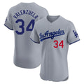 LA.Dodgers #34 Fernando Valenzuela Player Gray Limited Elite Home Ddoa Stitched Jerseys