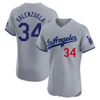 LA.Dodgers #34 Fernando Valenzuela Player Gray Limited Elite Home Ddoa Stitched Jerseys