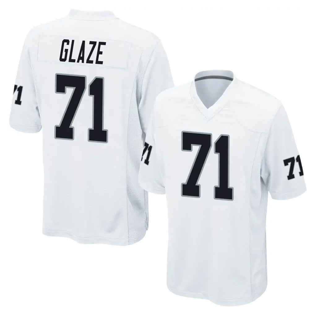 LV.Raiders #71 DJ Glaze Player White Home Game Ddoa Stitched Jerseys
