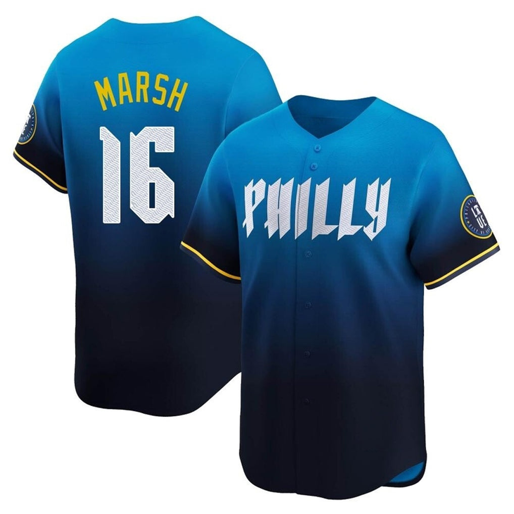 P.Phillies #16 Brandon Marsh Player Blue City Connect Home Limited Ddoa Stitched Jerseys