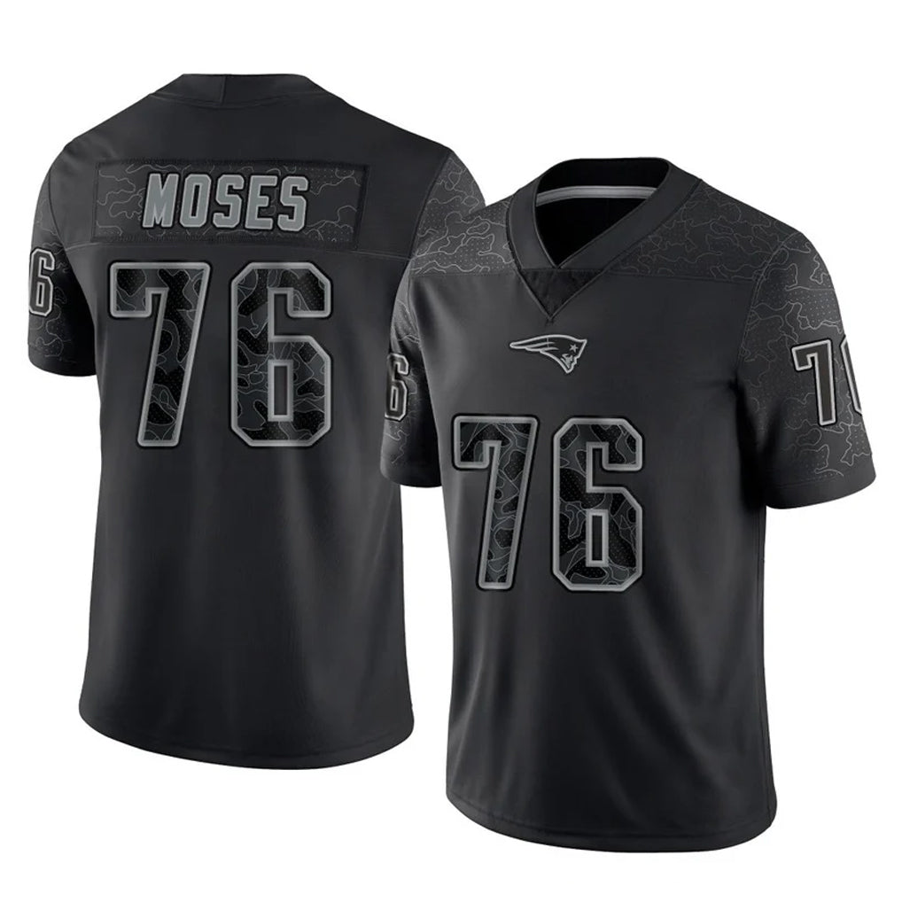 NE.Patriots #76 Morgan Moses Player Black Reflective LImited Home Game Ddoa Stitched Jerseys
