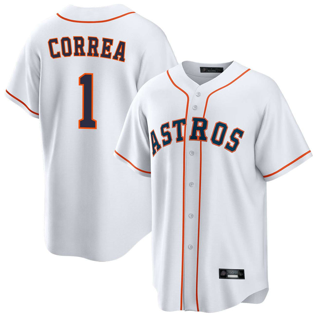 H.Astros #1 Carlos Correa Player White Home Game Ddoa Stitched Jerseys