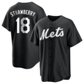 NY.Mets #18 Darryl Strawberry Player Black Home Game Ddoa Stitched Jerseys