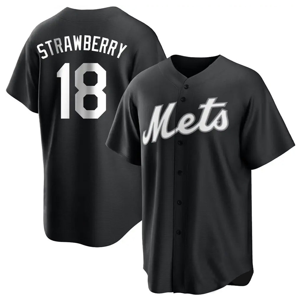 NY.Mets #18 Darryl Strawberry Player Black Home Game Ddoa Stitched Jerseys