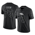 D.Broncos #73 Frank Crum Player Black Reflective Limited Ddoa Stitched Jerseys