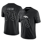 D.Broncos #73 Frank Crum Player Black Reflective Limited Ddoa Stitched Jerseys