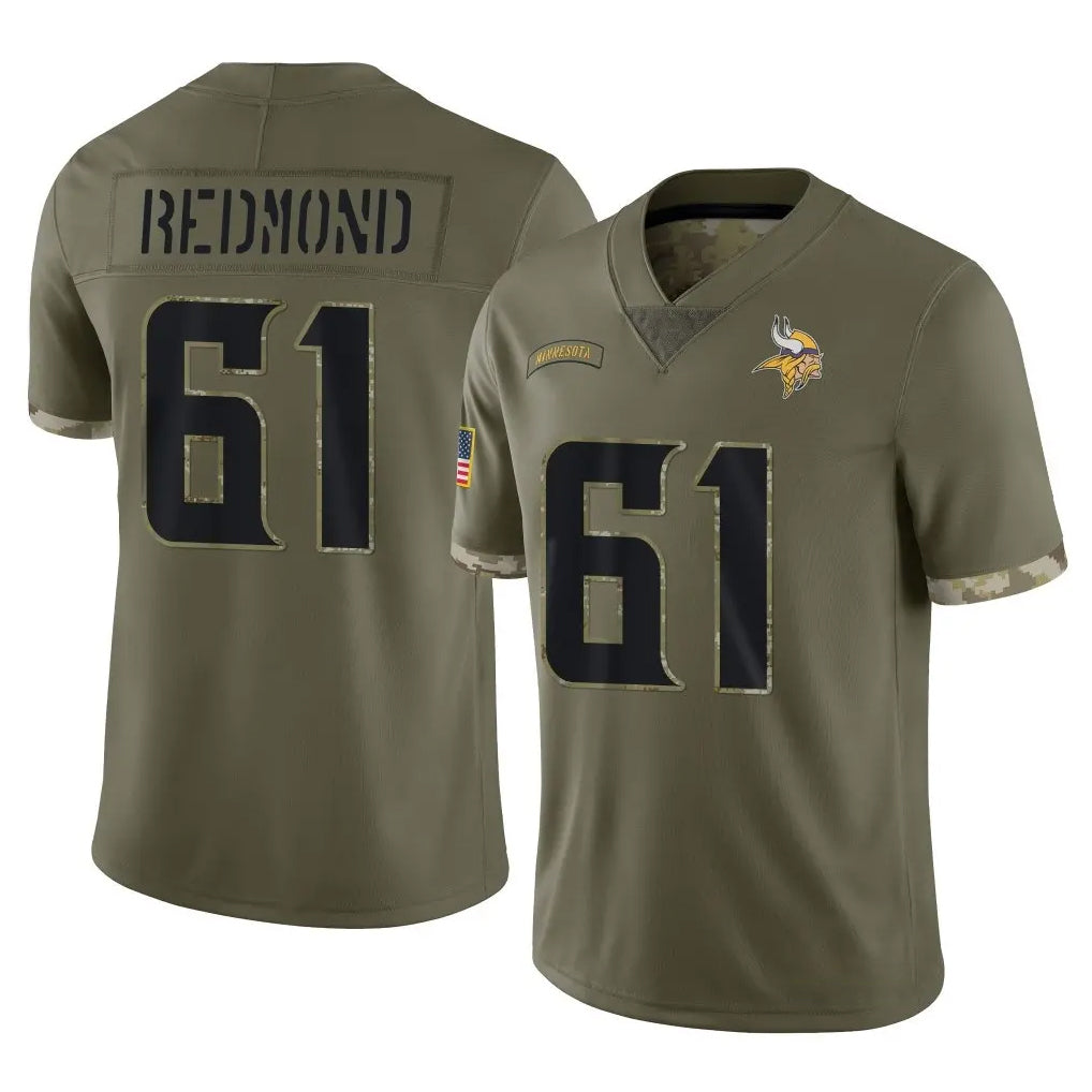 MN.Vikings #61 Jalen Redmond Player Olive Salute To Service Limited Ddoa Stitched Jerseys
