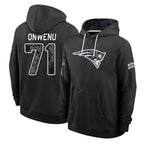 NE.Patriots #71 Mike Onwenu Player 2026 Black Logo Pullover Hoodies Limited Game Ddoa Stitched Jerseys