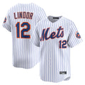 NY.Mets #12 Francisco Lindor Player White Home Limited Ddoa Stitched Jerseys