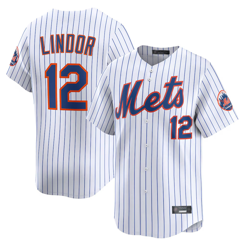 NY.Mets #12 Francisco Lindor Player White Home Limited Ddoa Stitched Jerseys