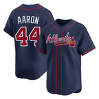 A.Braves #44 Hank Aaron Player Navy Limited Home Game Ddoa Stitched Jerseys