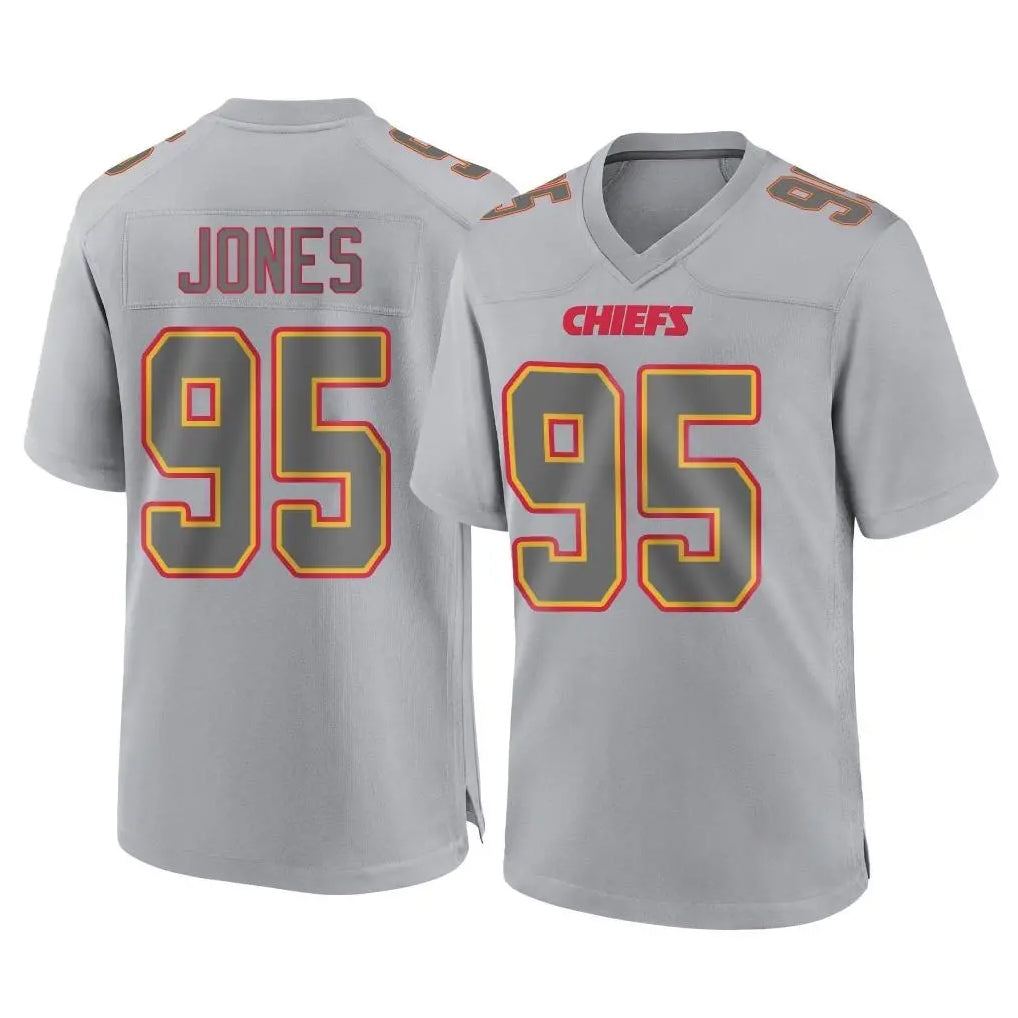 KC.Chiefs #95 Chris Jones Player Gray Atmosphere Fashion Game Ddoa Stitched Jerseys