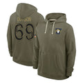 LA.Rams #69 Kevin Dotson Player Olive Salute to Service Pullover Hoodies Limited Ddoa Stitched Jerseys