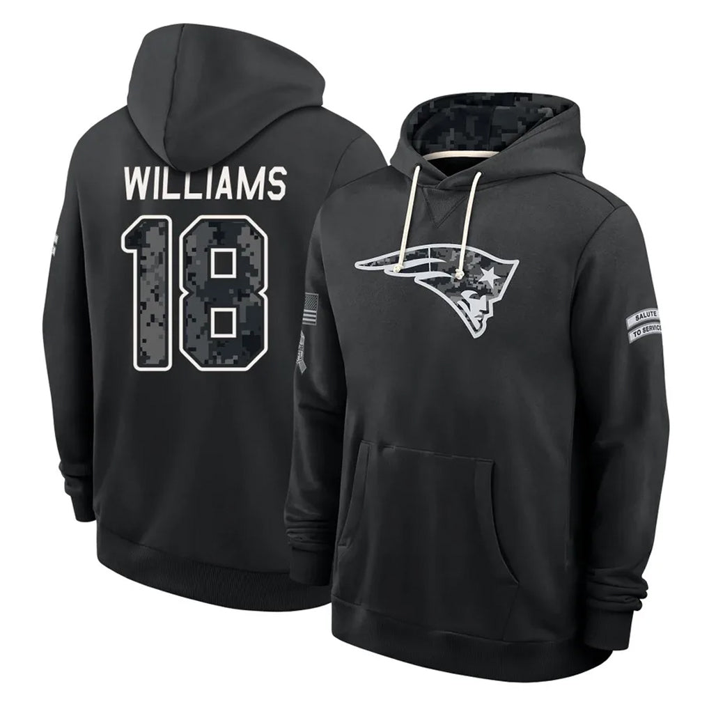 NE.Patriots #18 Kyle Williams Player 2026 Black Logo Pullover Hoodies Limited Game Ddoa Stitched Jerseys