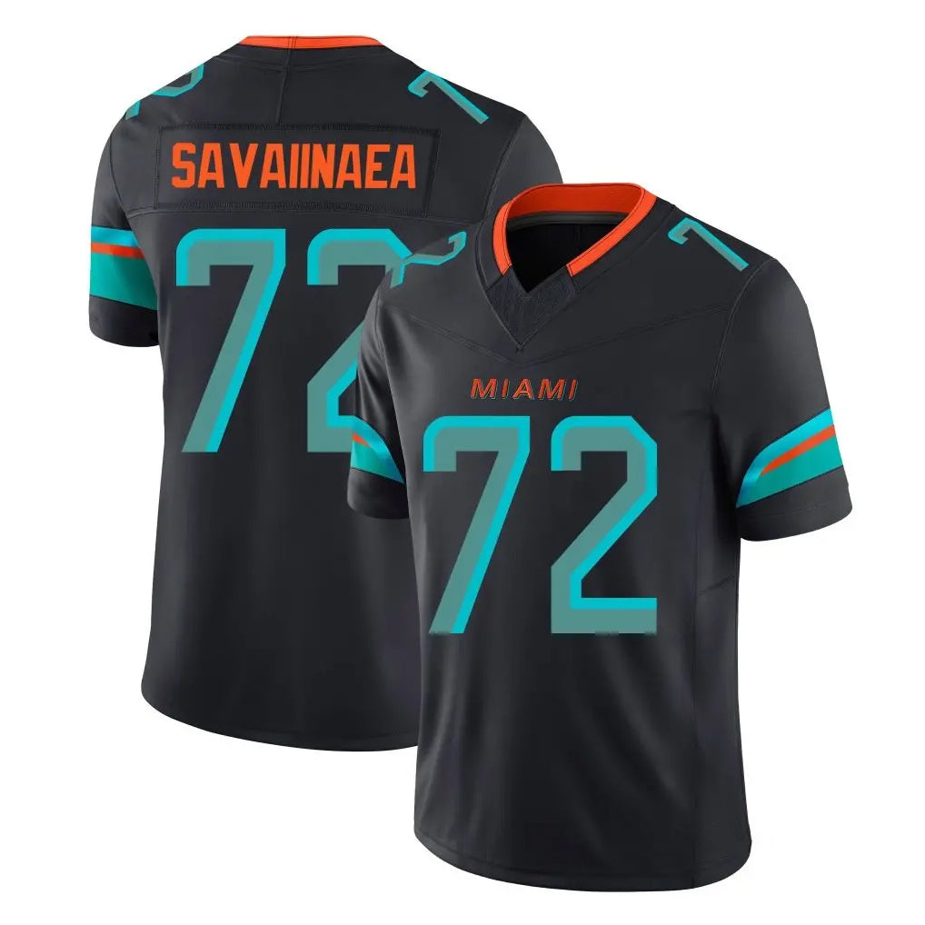 M.Dolphins #72 Jonah Savaiinaea Player Black Limited Pitch Rivalries Collection Home Game Ddoa Stitched Jerseys