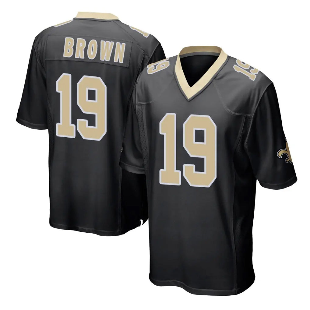 NO.Saints #19 Barion Brown Player Black Home Game Ddoa Stitched Jerseys