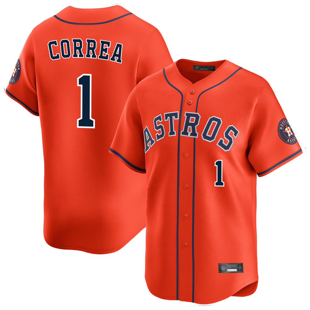 H.Astros #1 Carlos Correa Player Orange Home Limited Ddoa Stitched Jerseys