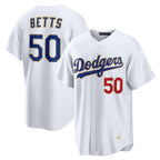LA.Dodgers #50 Mookie Betts Player Gold White Collection Limited Home Ddoa Stitched Jerseys