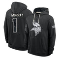 MN.Vikings #1 Kyler Murray Player 2026 Black Logo Pullover Hoodies Limited Game Ddoa Stitched Jerseys