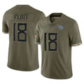T.Titans #18 Cor'Dale Flott Player Olive Limited Salute to Service Home Game Ddoa Stitched Jerseys