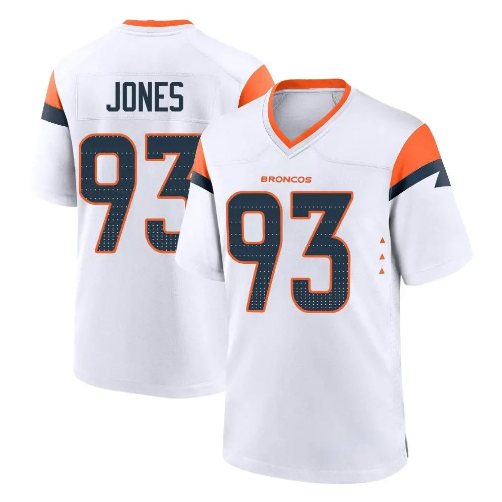 D.Broncos #93 D.J. Jones Player White Home Game Ddoa Stitched Jerseys