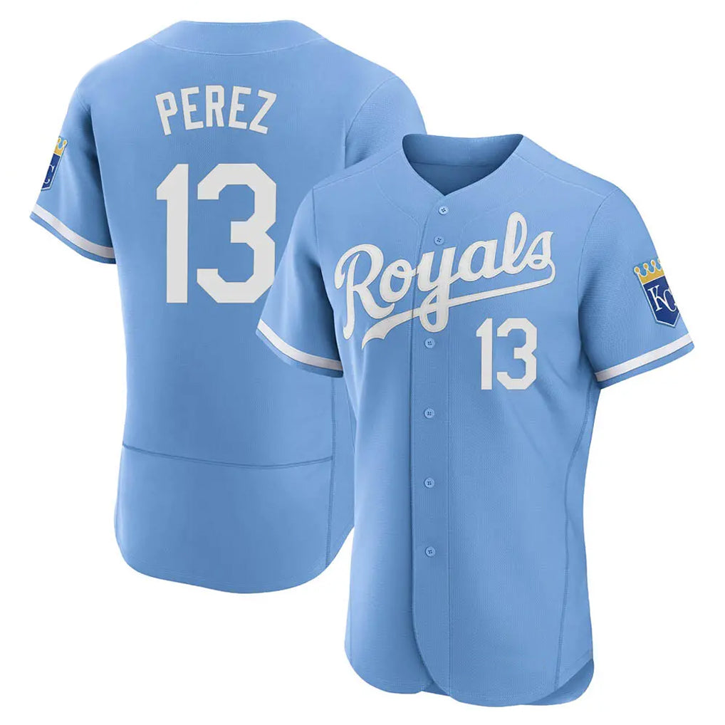 KC.Royals #13 Salvador Perez Player Light Blue Alt Limited Elite Home Ddoa Stitched Jerseys