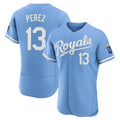 KC.Royals #13 Salvador Perez Player Light Blue Alt Limited Elite Home Ddoa Stitched Jerseys
