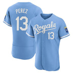 KC.Royals #13 Salvador Perez Player Light Blue Alt Limited Elite Home Ddoa Stitched Jerseys
