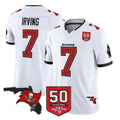 TB.Buccaneers #7 Bucky Irving Player White 50th Season Vapor Limited Home Game Ddoa Stitched Jerseys