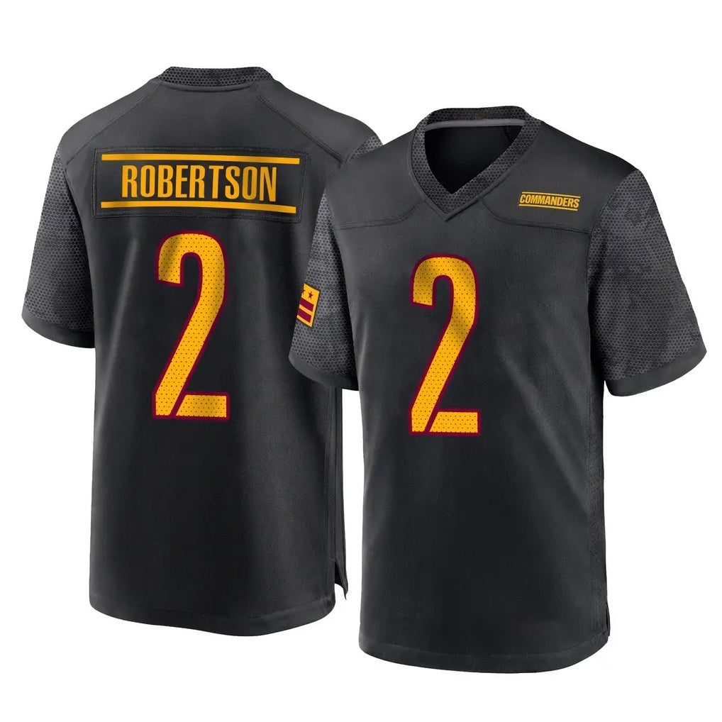 W.Commanders #2 Amik Robertson Player Black Home Game Ddoa Stitched Jerseys