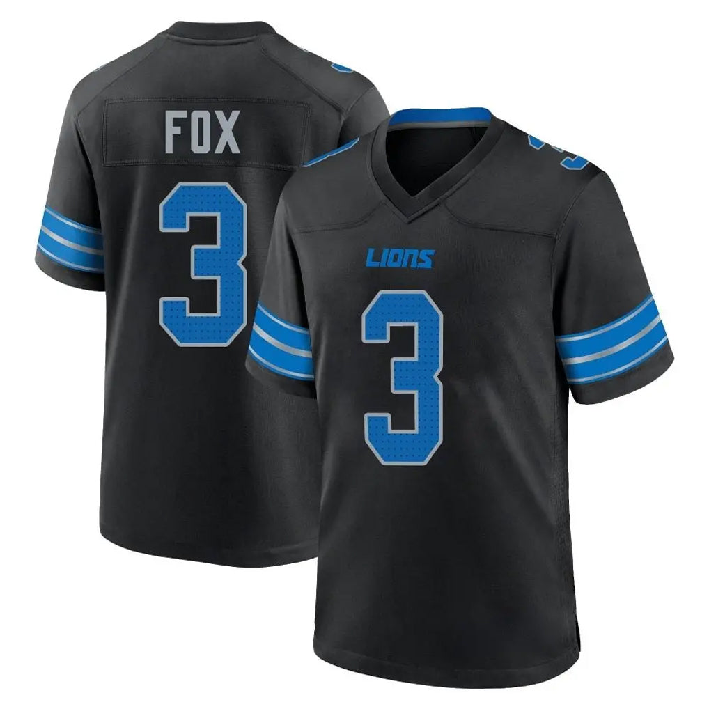 D.Lions #3 Jack Fox Player Black Alternate Home Game Ddoa Stitched Jerseys