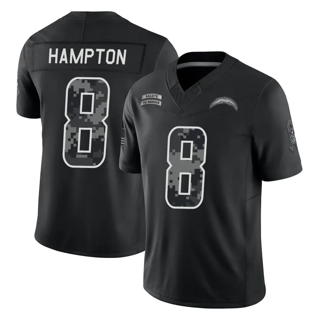 LA.Chargers #8 Omarion Hampton Player Black Limited 2026 Salute to Service Home Game Stitched Jerseys