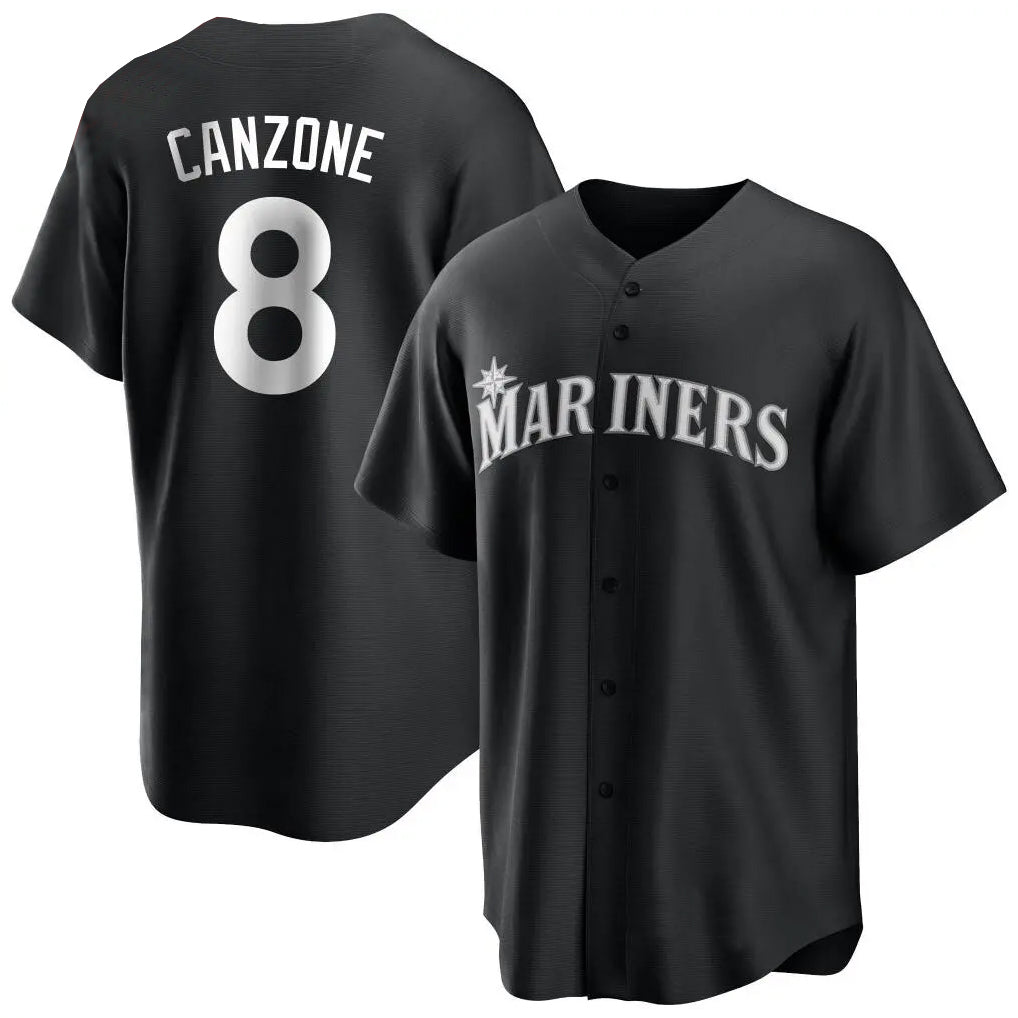 S.Mariners #8 Dominic Canzone Player Black Home Limited Ddoa Stitched Jerseys