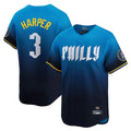 P.Phillies #3 Bryce Harper Player Blue City Connect Home Limited Ddoa Stitched Jerseys
