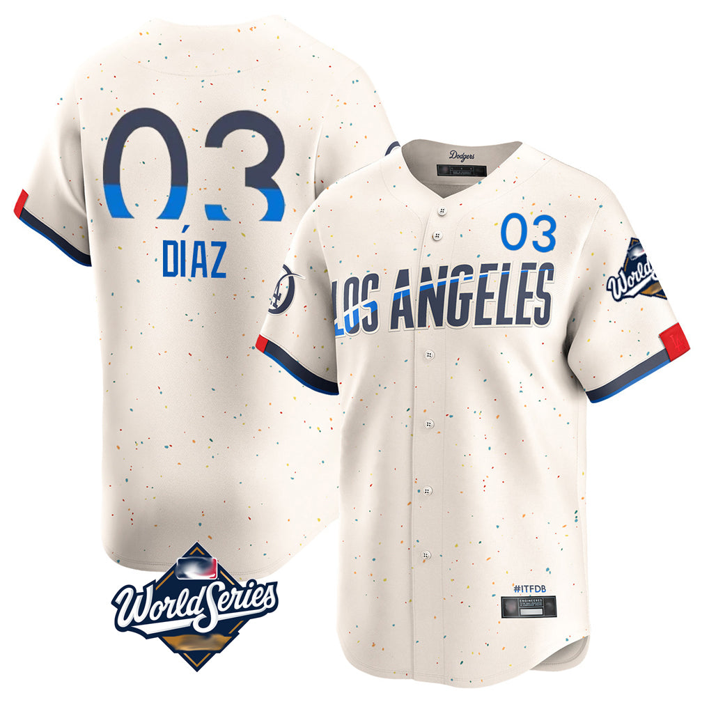 LA.Dodgers #3 Edwin D¨ªaz Player Cream World Series City Connect Limited Home Ddoa Stitched Jerseys