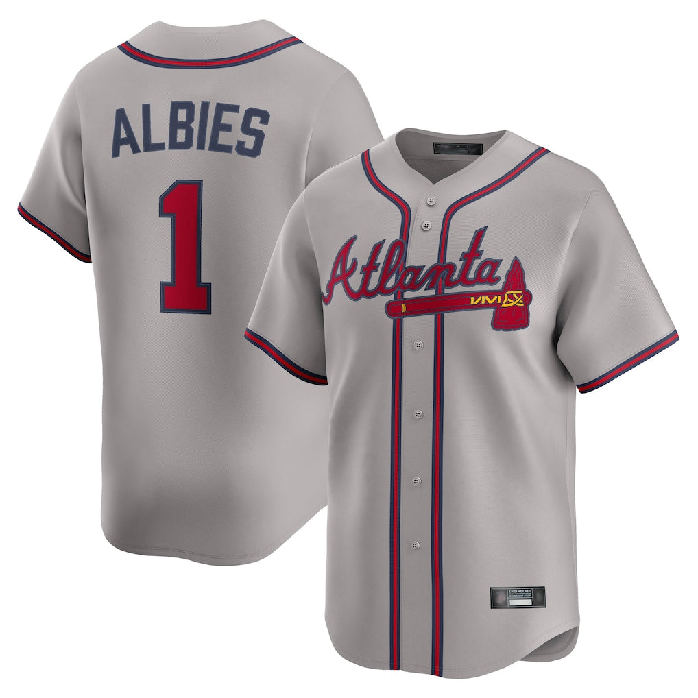 A.Braves #1 Ozzie Albies Player Gray Limited Home Game Ddoa Stitched Jerseys