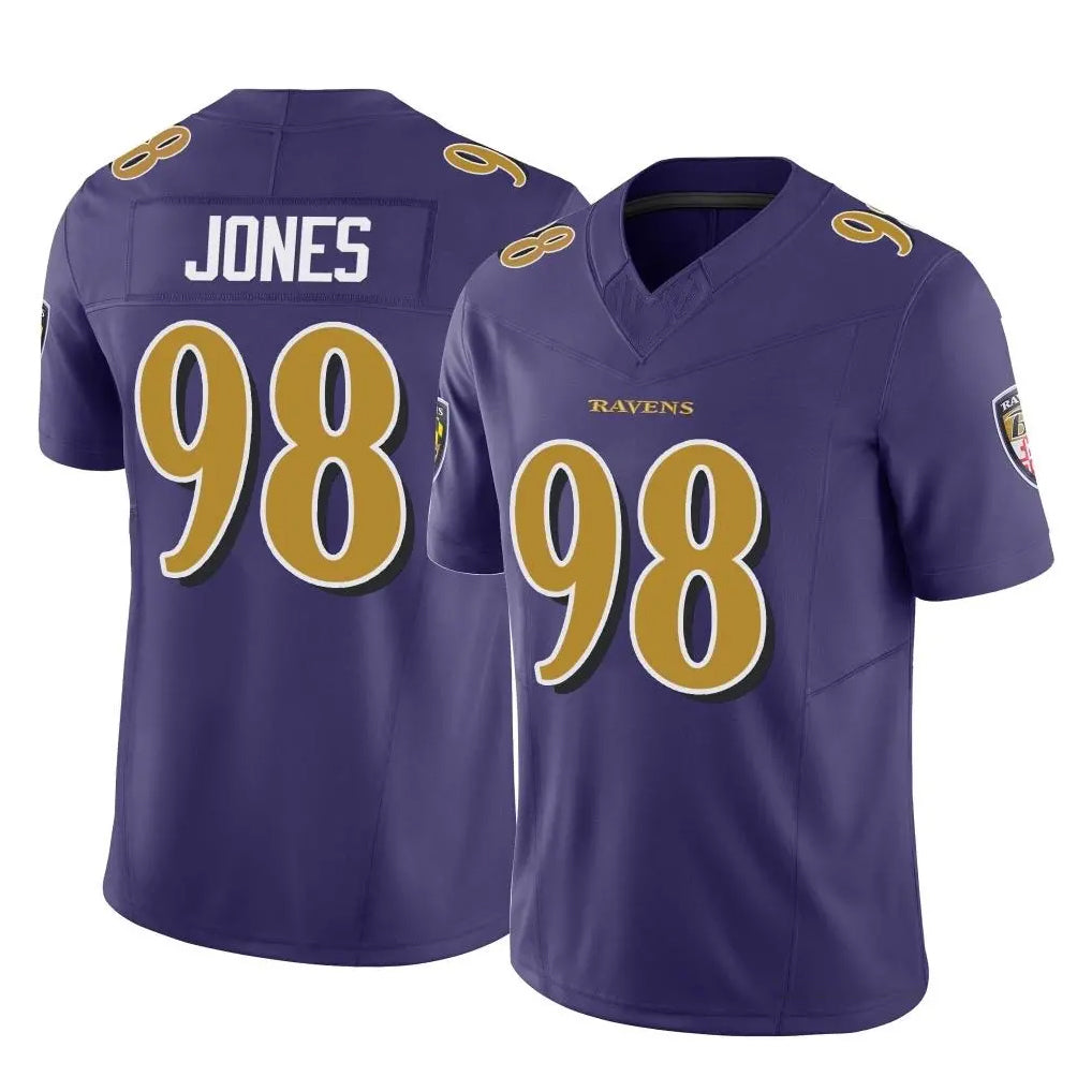B.Ravens #98 Travis Jones Player Purple Vapor F.U.S.E. Limited Ddoa Stitched Jerseys