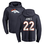 D.Broncos #22 Brandon Jones Player Navy Pullover Hoodie Limited Ddoa Stitched Jerseys