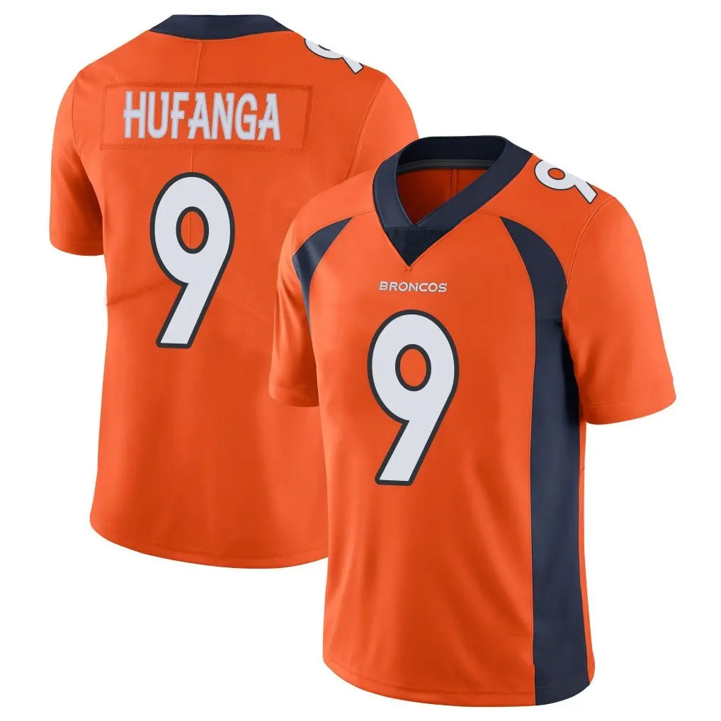 D.Broncos #9 Talanoa Hufanga Player Orange Color Vapor Untouchable Limited Game Ddoa Stitched Jerseys