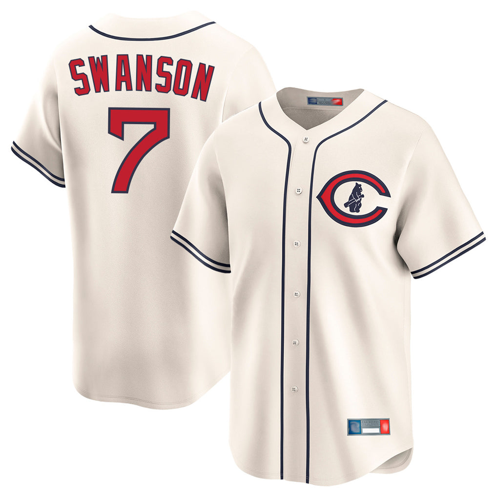 C.Cubs #7 Dansby Swanson Player Cream Field of Dreams Limited Home Game Ddoa Stitched Jerseys