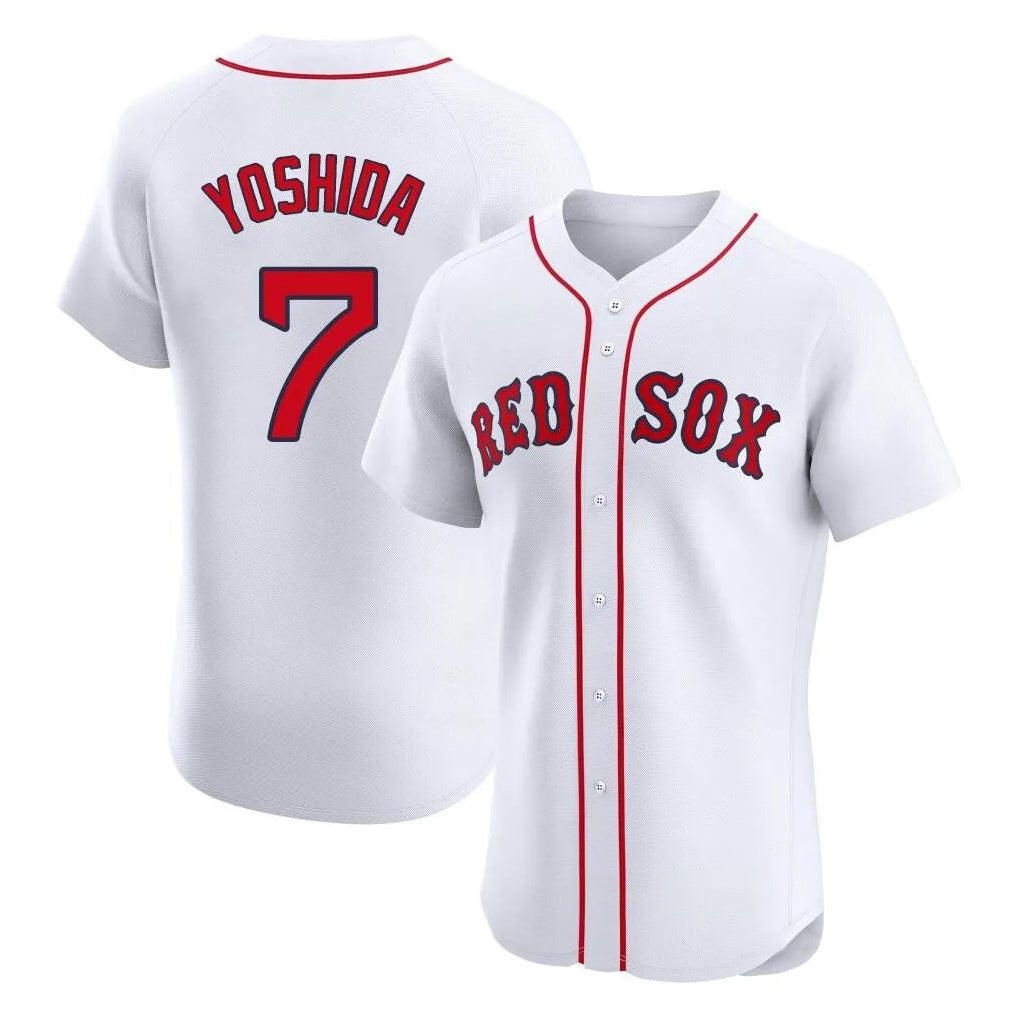 B.Red Sox #7 Masataka Yoshida Player White Limited Elite Home Game Ddoa Stitched Jerseys