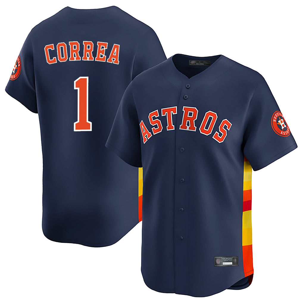 H.Astros #1 Carlos Correa Player Navy Home Limited Ddoa Stitched Jerseys