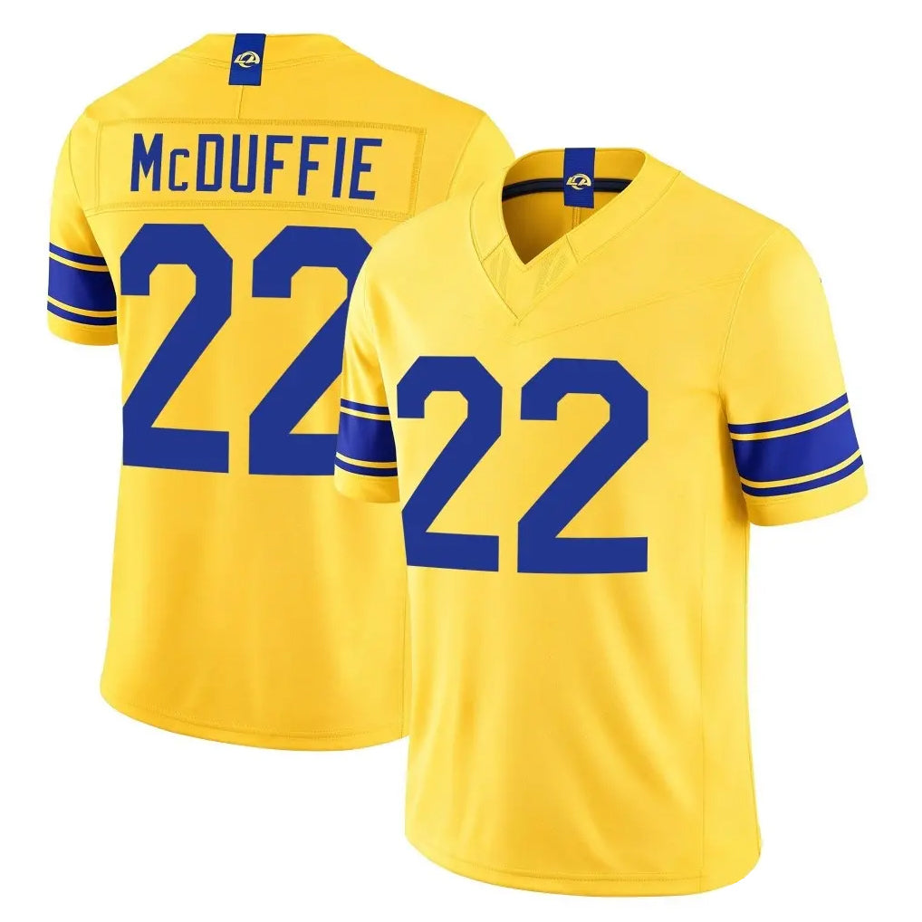 LA.Rams #22 Trent McDuffie Player Gold Limited Classic Sol Vapor F.U.S.E.Home Game Ddoa Stitched Jerseys