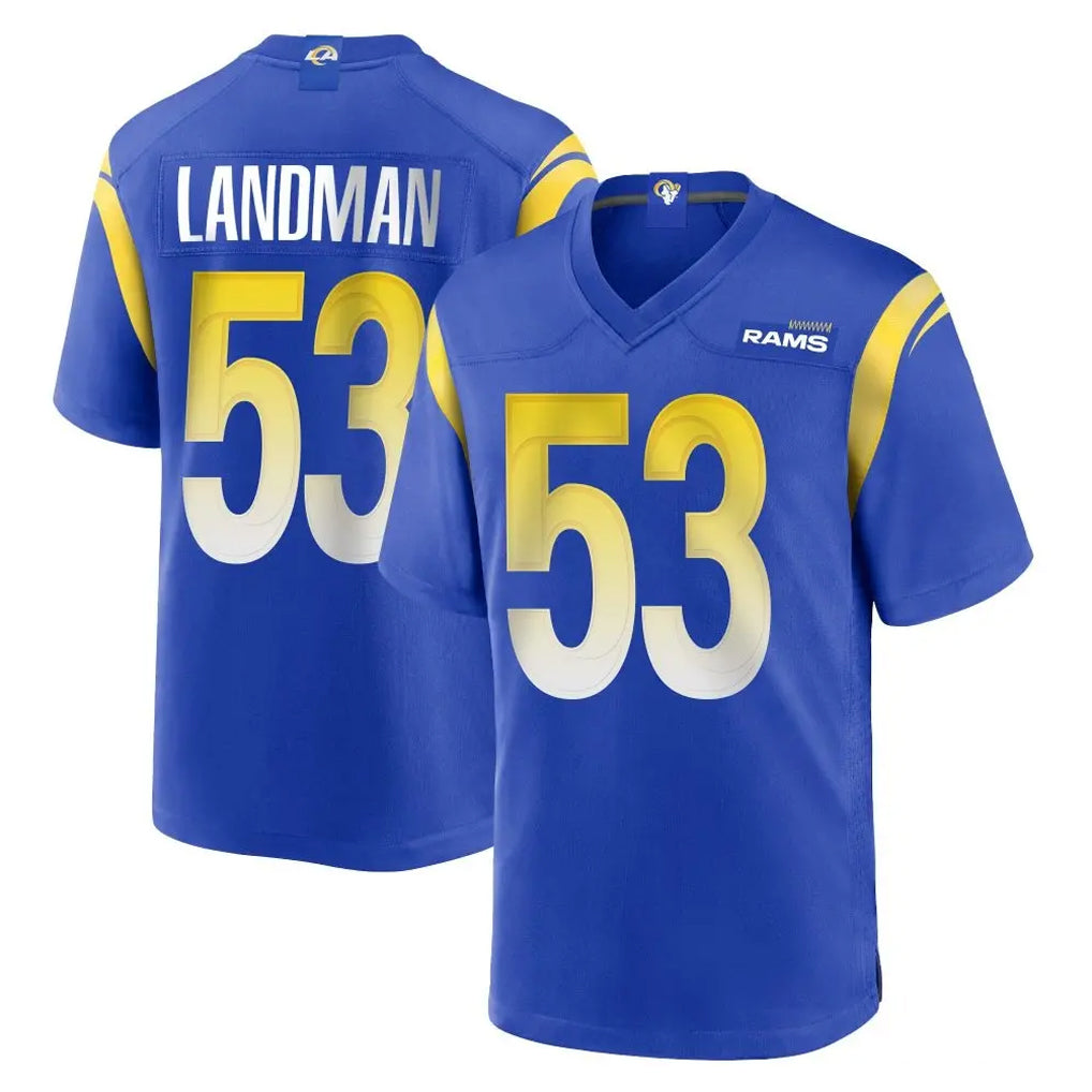 LA.Rams #53 Nate Landman Player Royal Home Game Ddoa Stitched Jerseys