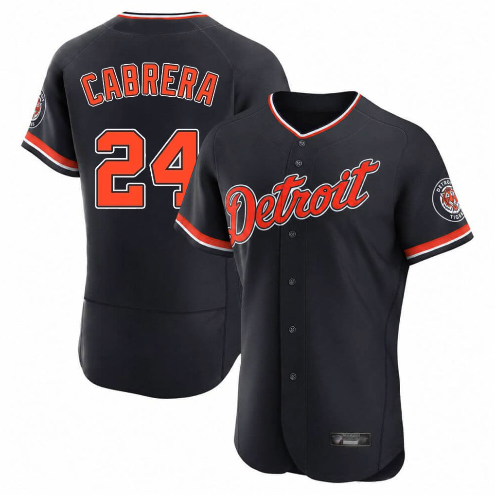 D.Tigers #24 Miguel Cabrera Player Navy Limited Elite Home Game Ddoa Stitched Jerseys