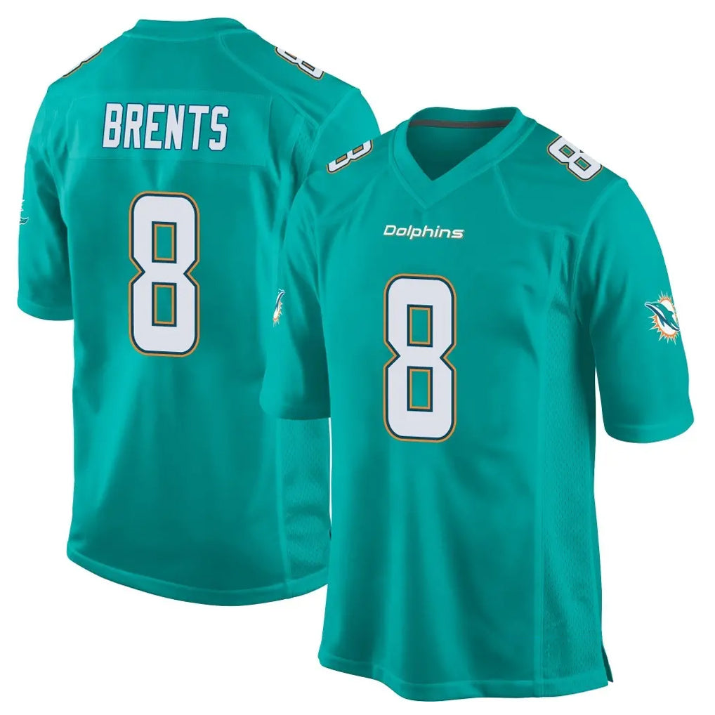 M.Dolphins #8 JuJu Brents Player Aqua Team Color Home Game Ddoa Stitched Jerseys