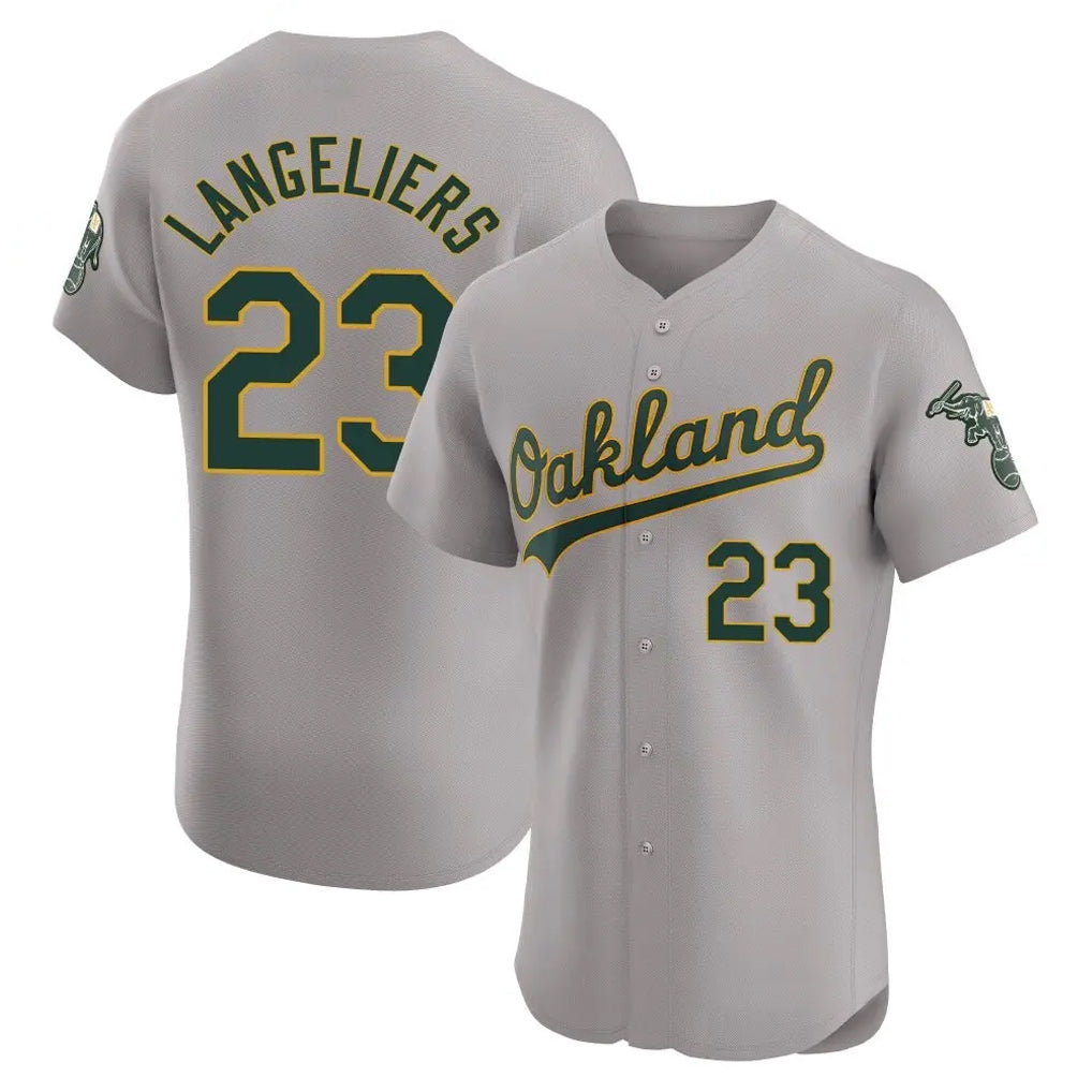 Athletics #23 Shea Langeliers Player Gray Road Limited Elite Home Game Ddoa Stitched Jerseys